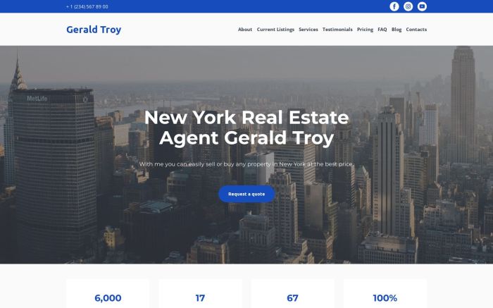 Real Estate Agent Website Design - Free Template by Weblium